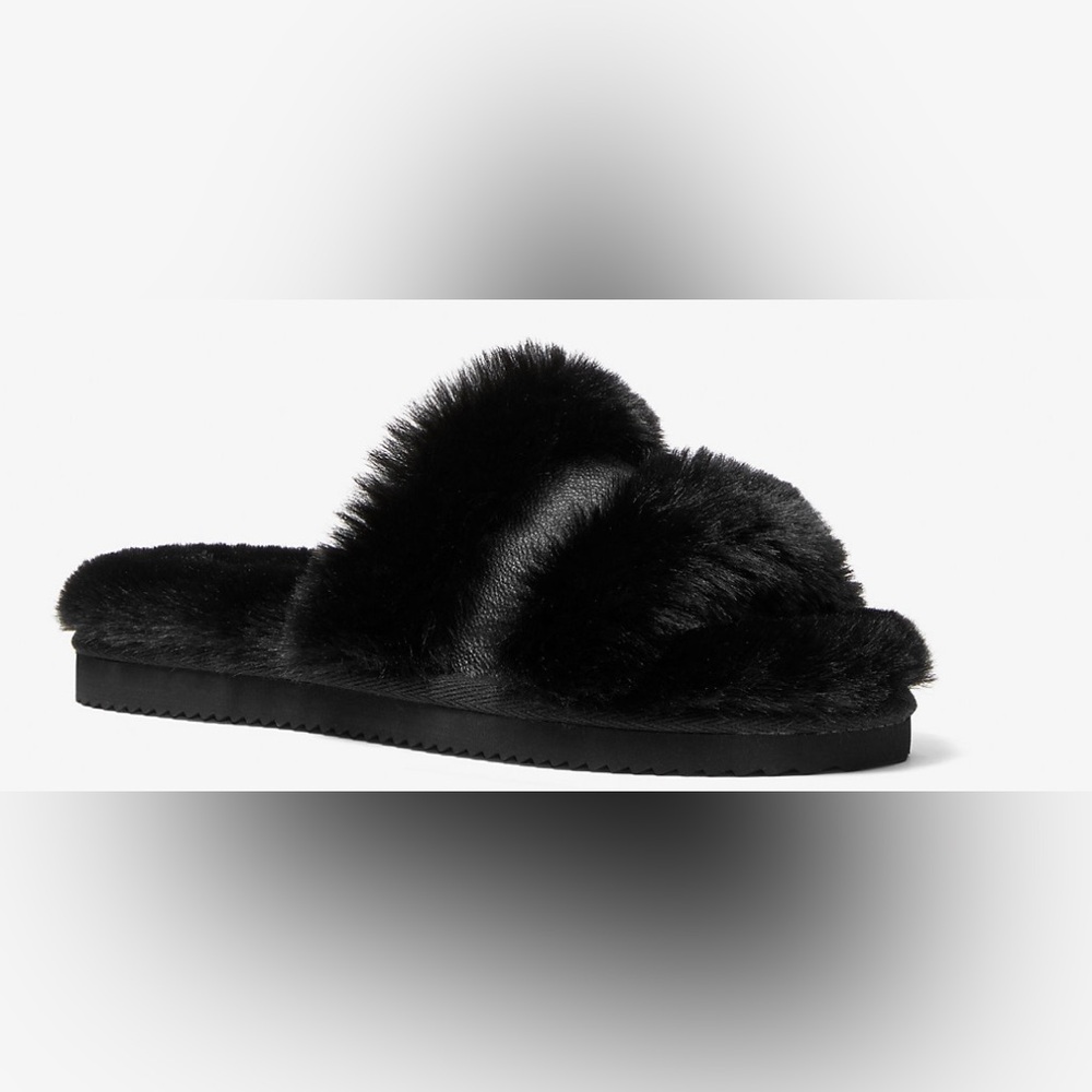 Michael Kors Black Faux Fur Slippers